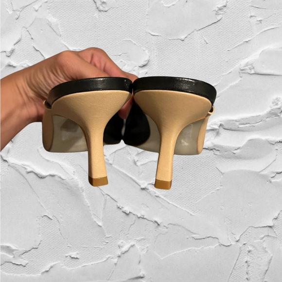 Saks Fifth Avenue black and beige mules - Picture 2 of 3